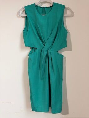 Sandro Teal Knot-Front Midi Dress